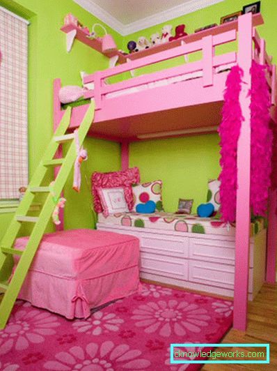 Barns romdesign for to jenter i ulike aldre