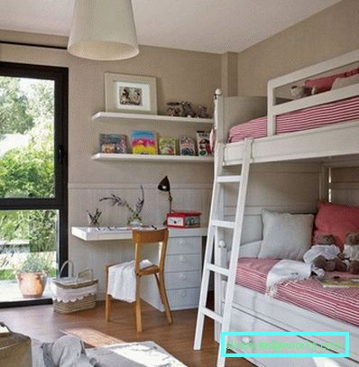 Barns romdesign for to jenter i ulike aldre