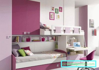Barns romdesign for to jenter i ulike aldre