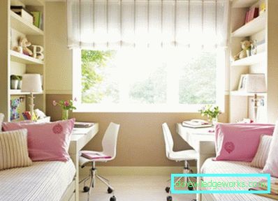 Barns romdesign for to jenter i ulike aldre