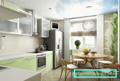 Design av kjøkkenet, kombinert med en balkong Design av kjøkkenet, kombinert med en balkong