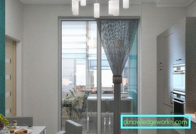 Design av kjøkkenet, kombinert med en balkong Design av kjøkkenet, kombinert med en balkong