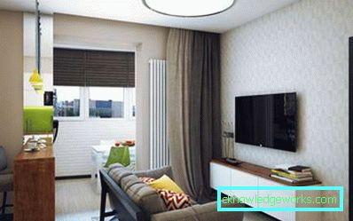 Kjøkkendesign stue 12 kvm - foto med sofa