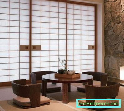 Japansk stil stue - 50 bilder av designeksempler
