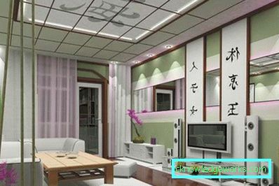 Japansk stil stue - 50 bilder av designeksempler