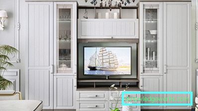 Veggene under TV-en i stuen i en moderne stil (50 interiørfotografier)